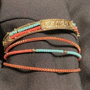 Coral & turquoise beaded bracelets